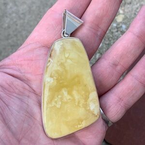Baltic amber necklace butterscotch Amber pendant 925 sterling silver vintage